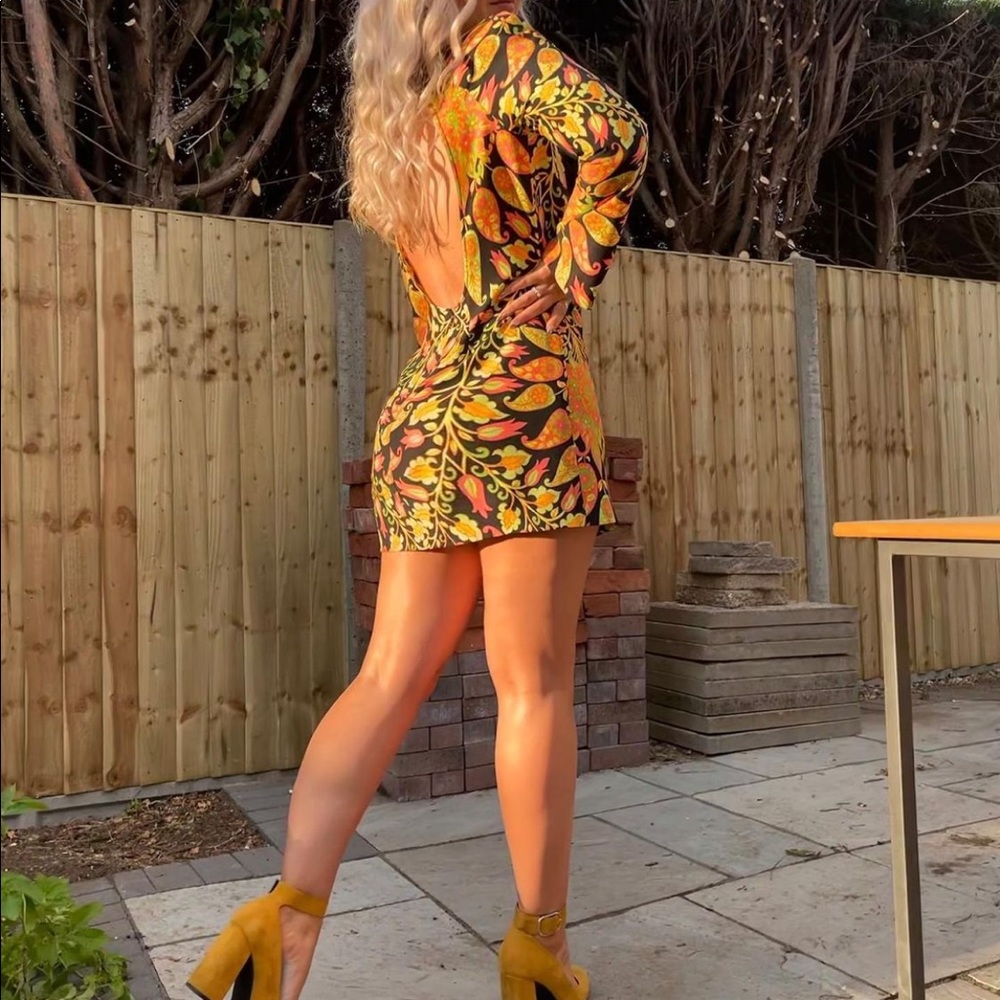 Zara Colorful Floral Print Open Back Mini Dress - Picture 6 of 11